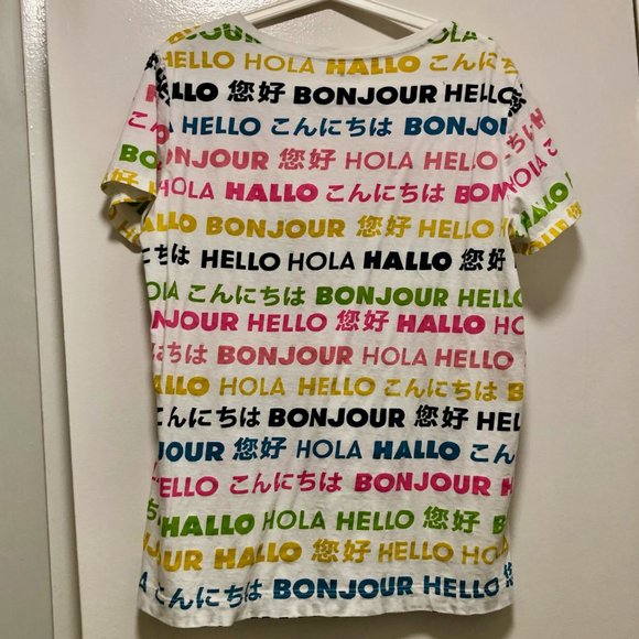 KATE SPADE - Hello Multicolored Greeting Cotton T-Shirt - Women's Size XS - Picture 4 of 6